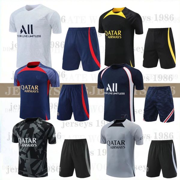 

23 24 psgs tracksuit chandal tuta psgs tracksuits training maillot soccer football jerseys kit survetement foot messis mbappe mens kit short, Black
