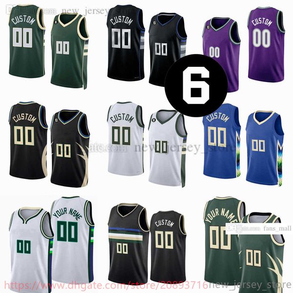 

custom 6 patch new season printed basketball jerseys 34 giannis 22 khris antetokounmpo middleton 0 marjon beauchamp 21 jrue 11 brook holiday, Black;red