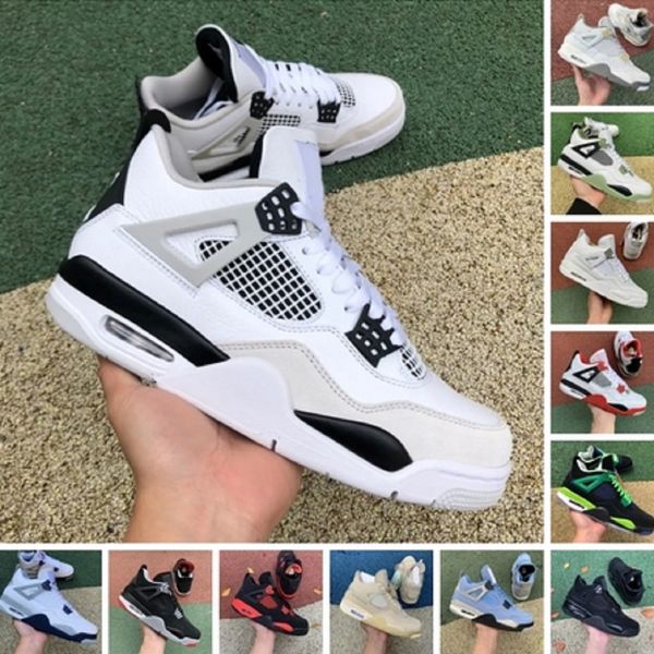 

men women basketball shoes 4 4s military black cat sail white oreo fire red thunder bred pine green infrared midnight navy university blue p
