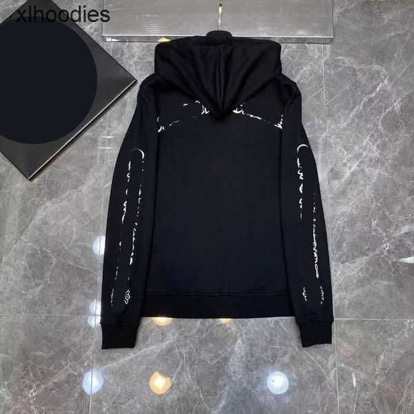 

fashion brand ch men's hoodie embroidered sanskrit cross correct version of the long ball hooded sweatshirt street style couples sweate, Black
