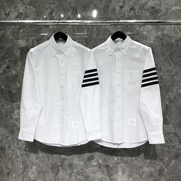 

time breathe tb shirt white new classic four bar casual outwear couple shirt long sleeve, White;black