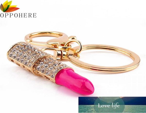 

crystal rhinestone lipstick keyring charm pendant bag purse car key chain for women valentine gifts keychain jewelry accessories7021259, Silver
