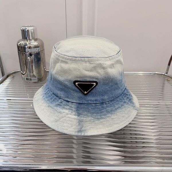 

designer tie-dyed denim fisherman caps bucket hats for men womens luxury wide brim summer beach vacation getaway cotton fitted sportwear cas, Blue;gray