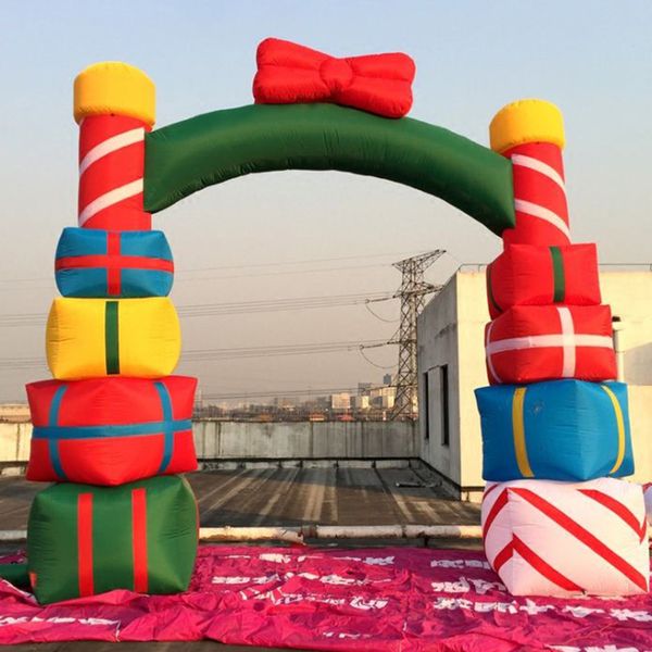 

6mw x 4mh(20ftw*13fth)inflatable christmas arch with gift box archway air blower for yard shopping mall decoration