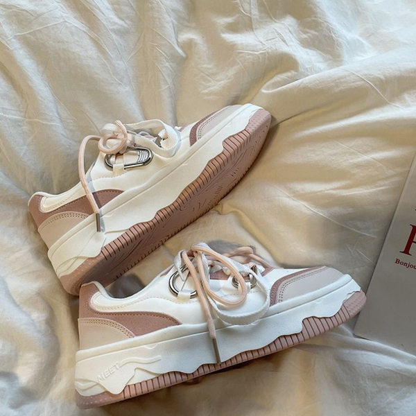 

summer pink women sneaker patchwork mixed color fashion casual shoes vulcanized breathable non-slip platform female shoes, Black