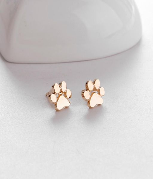 

hollow pet cat dog lover paw print stud earrings puppy memorial minimalist earring cute animal footprint gold silver plated earrin6798791, Golden;silver