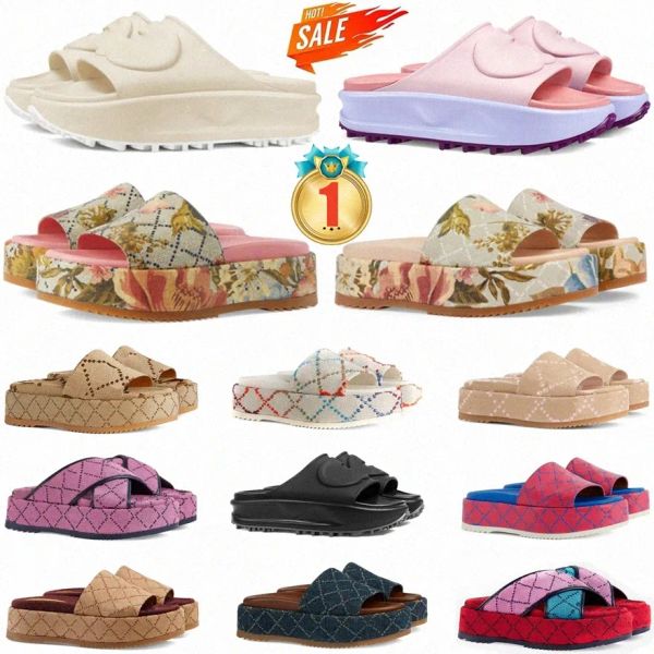 

new style interlocking slippers sandal sliders macaron thick bottom non-slip soft bottom fashion g house slipper women wear beach flip-f ndh, Black