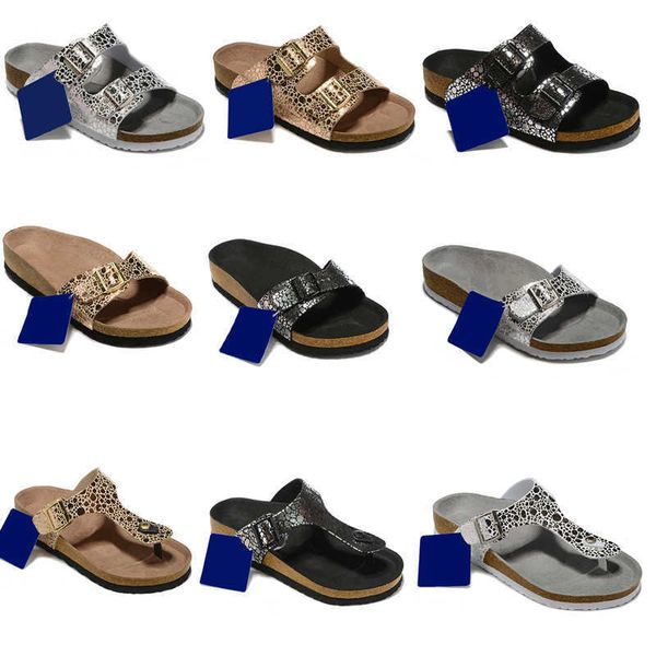 

new style madrid men flat heel flip flops women second leather casual sandals with buckle fashion summer beach shoes with box, Black