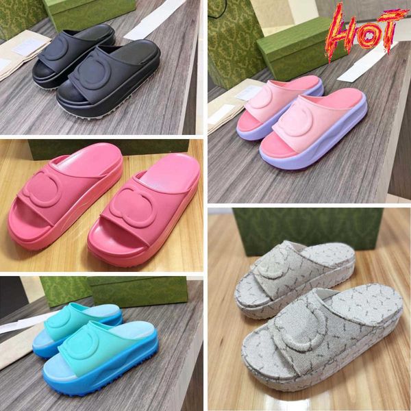 

summer luxury slide sandals designers women ladies hollow platform sandals women's slipper women wear beach flip-flops with box, Black