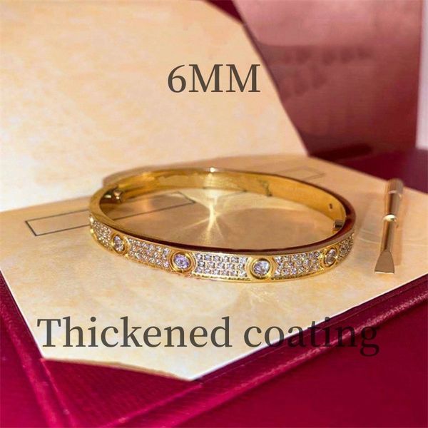 

screw bracelet for man couple gift designer jewelry wide version 6mm full diamonds bangle luxury bracelet thickened coating couple love brac, Black