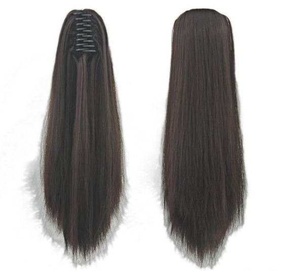 

009 synthetic ponytail long straight hair 16quot22quot clip ponytail hair extension blonde brown ombre hair tail with drawstr9741173, Black
