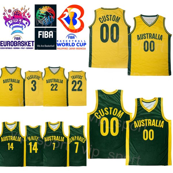 

printed world cup 2023 australia basketball ben simmons jersey andrew bogut todd blanchfield nathan sobey mccarron rhys anthony vague joe in, Black;red