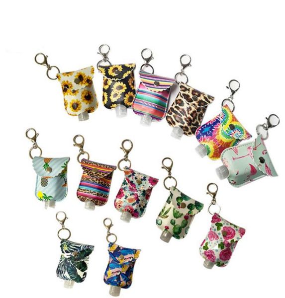 

hand sanitizer holder leather keychain 60ml sanitizer bottles container pu leather empty travel case carriers girls chrismtas gift9799892, Blue