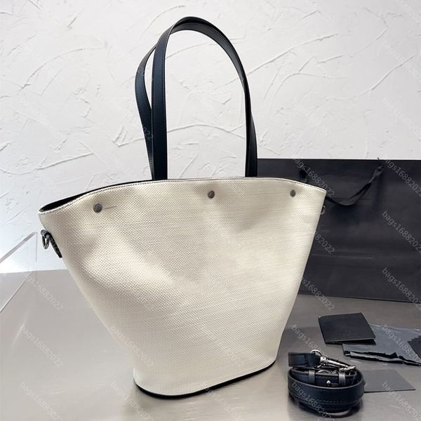 

real cowhide rive gauche bag snap closure egetable basket linen and leather tote bags women shoulder crossbody bag designer bag louise handb