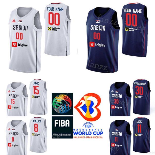 

print serbia 2023 world cup basketball srbija jerseys 3 filip petrusev 14 dusan ristic 19 luka mitrovic 23 marko guduric 30 aleksa avramovic, Black;red