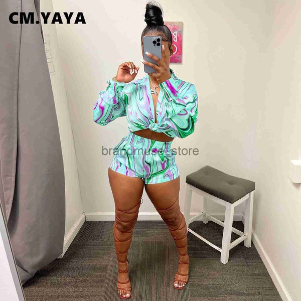 

women's two piece pants cmyaya wave paisley women shorts suit and long sleeve shirt street blouses tracksuit ins two 2 piece set 2022 s, White