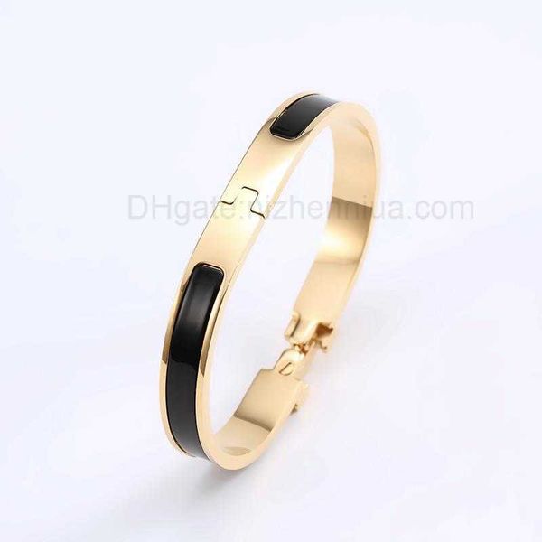 

luxury design her max h bracelet enamel letter narrow version 8mm rose gold couple simple handpiece titanium steel handpiece, Black