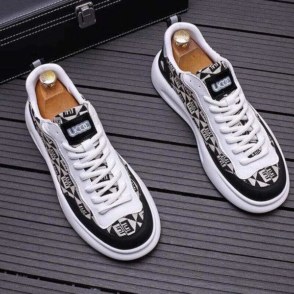

2023 spring and summer new small white shoes men's increased embroidery all casual sports board shoes zapatos hombre a24, Black