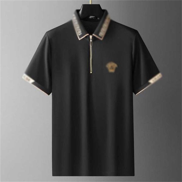 

mens short sleeved designer fashion polo shirt casual t shirt lapel skull print soft cotton embroidery comfortable couple breathable uht7 lr, White;black
