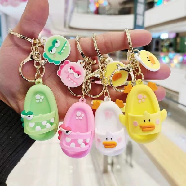 

accessory designer keychain big beak duck cartoon slipper design love accessories car keychain bag charm love pendant jewelry fine gift keyc, Silver