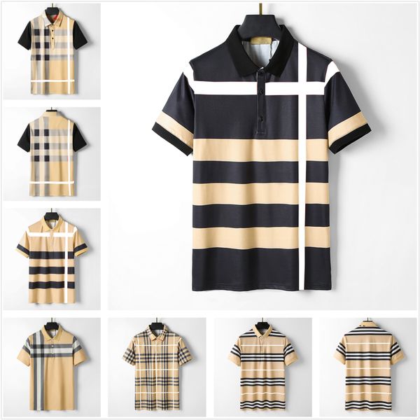 

designer men's polot shirt classic plaid stripes brand print high-grade 100% cotton anti-wrinkle sweatshirt casual fashion shorts t-shi, White;black