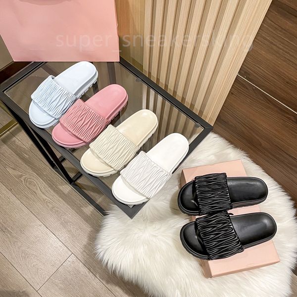 

women slippers designer flat mule matelasse slide shoes fashion summer leather sandals with box size 35-41, Black
