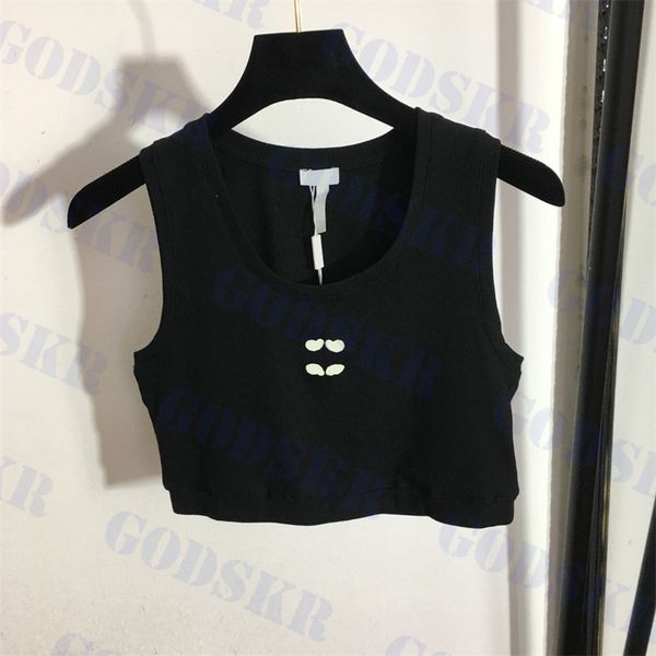 

designers cropped t shirt embroidered logo womens tanks ladies camisoles clothing two colors, Black;white