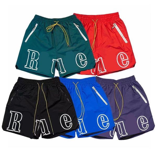 

designer shorts rhude shorts summer fashion beach pants men's street wear red blue black purple pants men's shorts american size, White;black