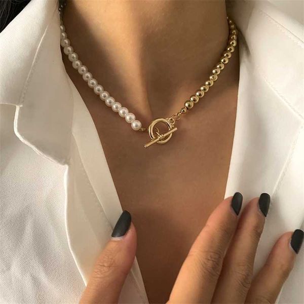 

beaded necklaces short pearl beads chain choker necklace for women trendy splicing on neck 2023 fashion jewelry collar girl 230613, Silver