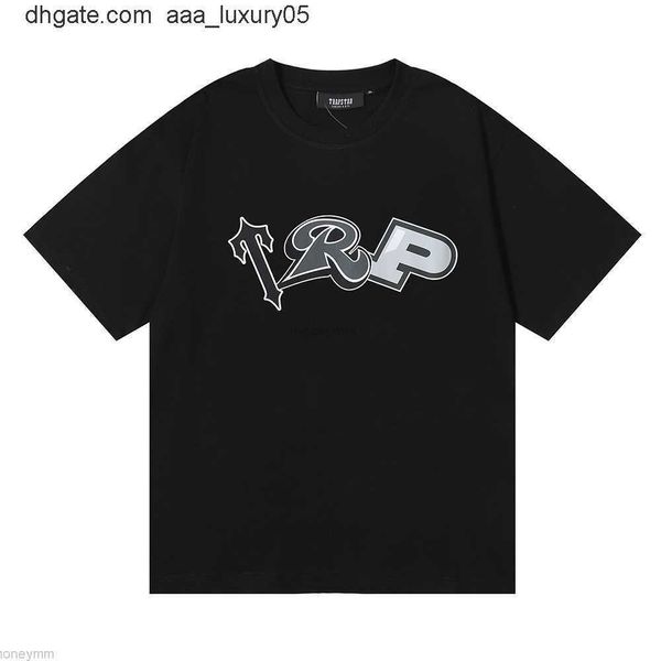 

designer fashion clothing tshirt tees trapstar tap letter printed pure cotton loose fitting t-shirt men women casual american street trend s, White;black