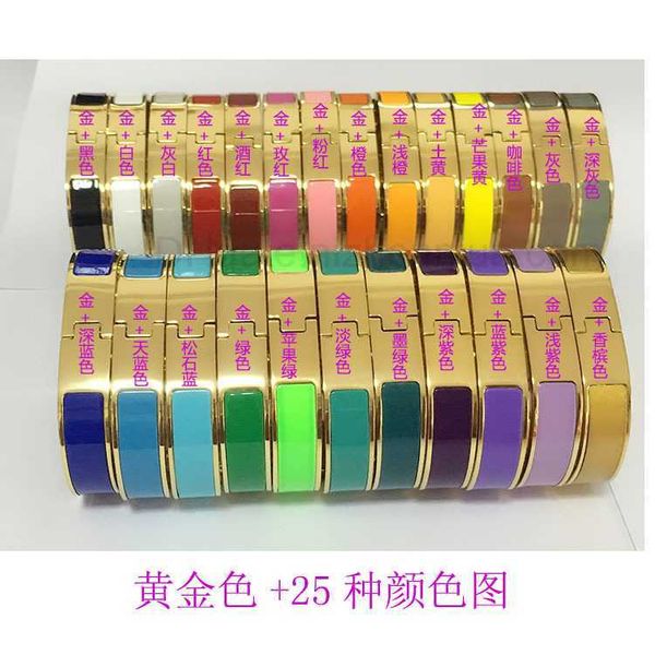 

luxury design her max 25 colors family h letter enamel fifth generation bracelet women's titanium steel ornament rose gold 12mm, Black