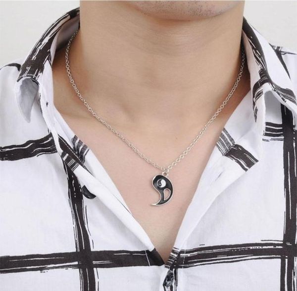 

di430 set couple necklaces chinese tai chi charm stitching pendant chain necklace jewelry brother friend lovers gift7664401, Silver