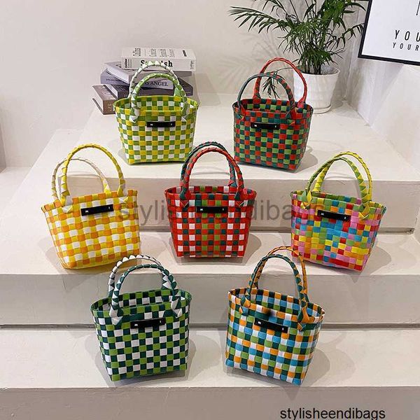 

designer handbag fashion woven bag handbag plastic basket bag women's casual straw woven versatile fashion vegetable basket bucket bag