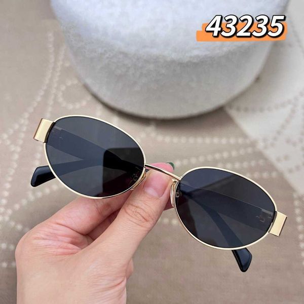 

celi arc de triomphe oval women's sunglasses lisa high-end internet sensation and the same metal frame glasses, White;black