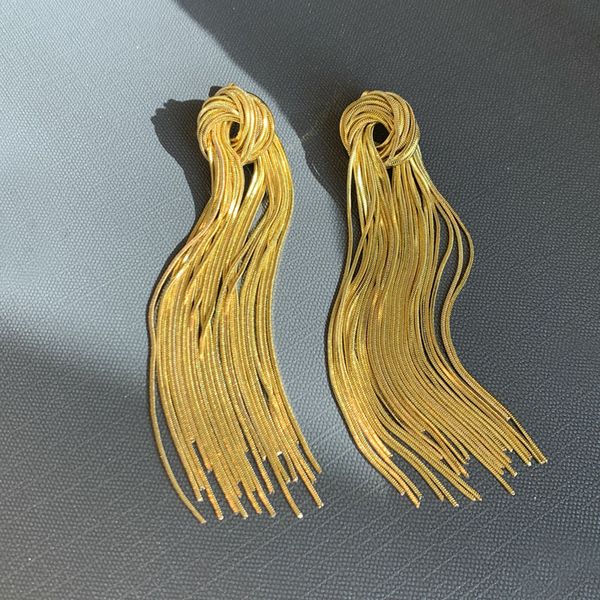 

new designed arc de triomphe tassels pendant earrings necklace in brass with gold shiny women ear hoops designer jewelry er90089, Golden;silver