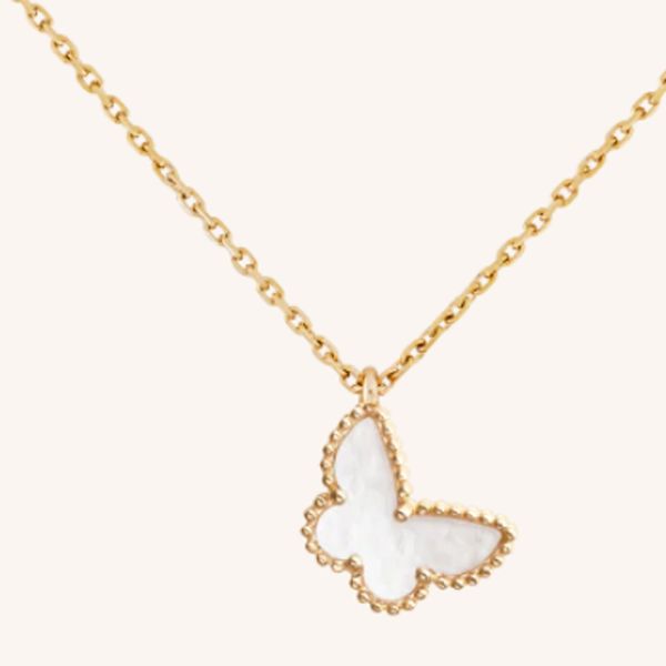 

designer butterfly necklace 18k rose gold pendant necklace van luxury brand necklace jewelry does not tarnish, Silver