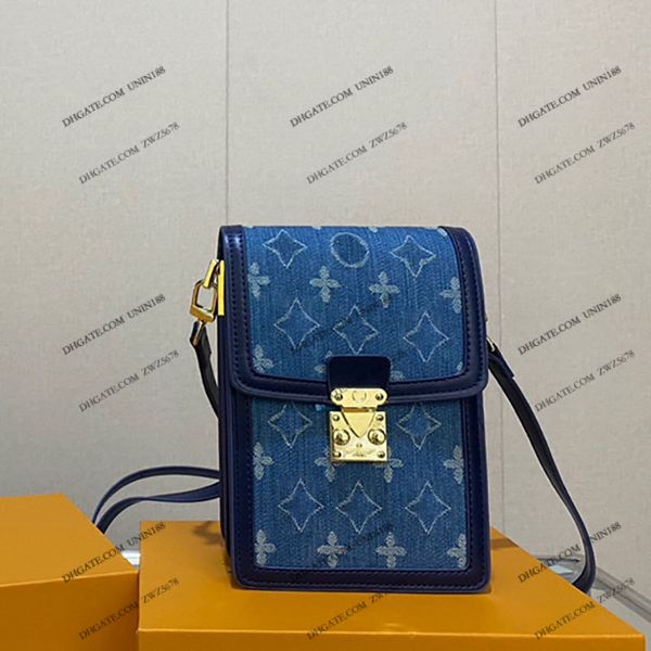 

23ss women men luxurys designer totes bags denim blue handbag flowers shouder crossbody ladies handbags flowers original hardware pouch 20cm