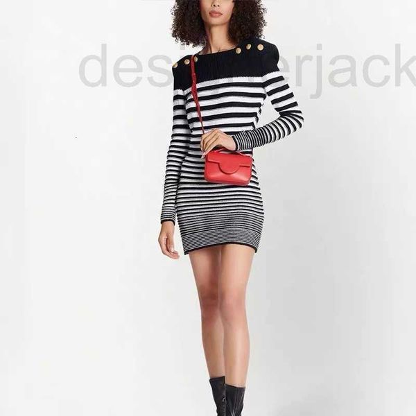

urban dresses designer brand dress 2023 women's new spring letter striped skirt party dinner ladies classic fashion knitting birthday, White;black