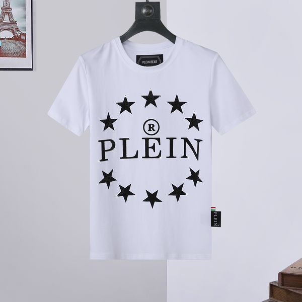 

plein bear t shirt mens designer tshirts brand clothing rhinestone pp skulls men t-shirt round neck ss skull hip hop tshirt tees 16487, White;black