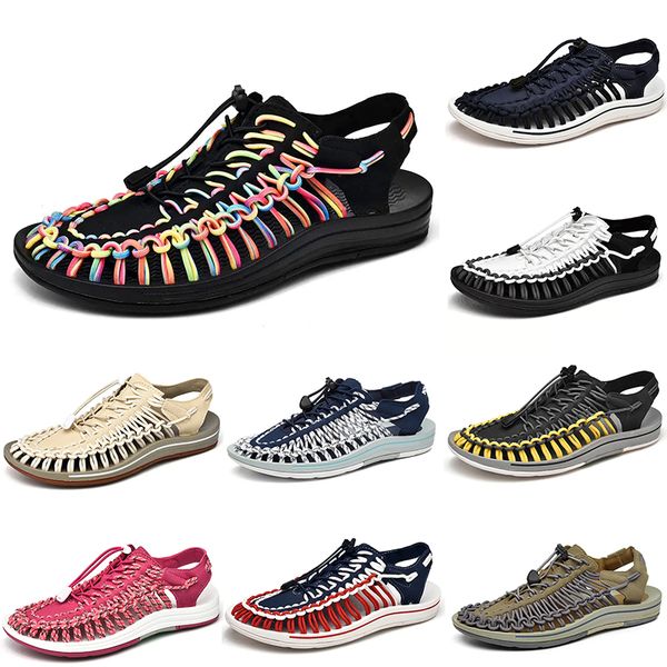 

2023 breathable beach woven casual shoes men white blue beige pink brown black red mens outdoor sports sneakers