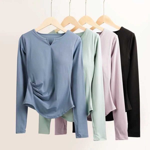 

lulu t shirt women slim fit long sleeved v neck running t shirt with thumb hole sports lightweight shirts hem t shirt tunic pilates woman la