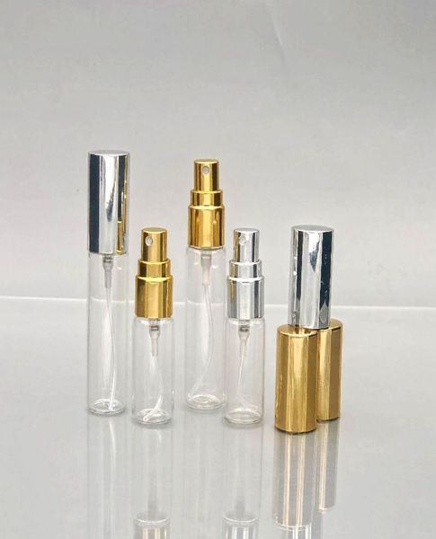 

empty 5ml 10ml glass fine mist atomizer bottles with gold or silver caps refillable perfume cologne decant spray bottles8486583