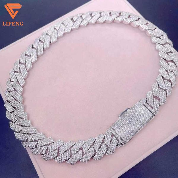 

cuban fashion jewelry necklaces bracelet flawless vvs moissanite hip-hop personality 18mm cuban chain, Silver