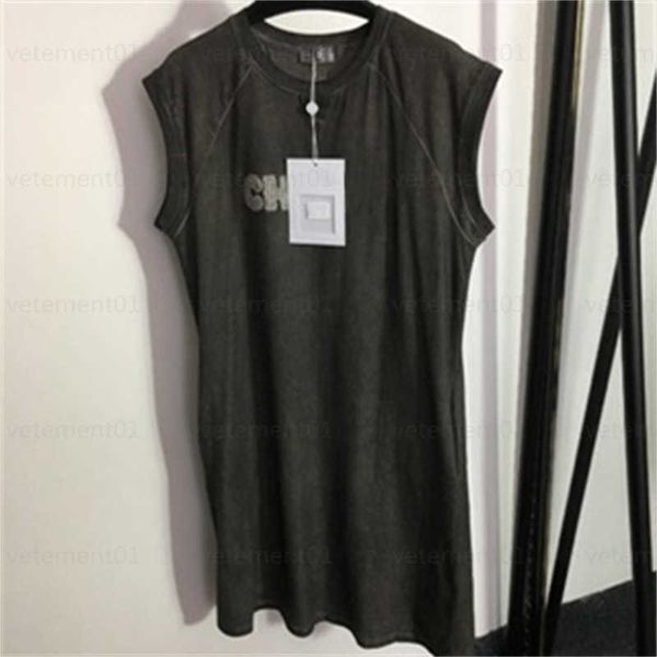 

summer sleeveless dresses designer women clothing flocked embroidered letters do old snowflake cotton fashion slim undershirt designers dres, Black;gray