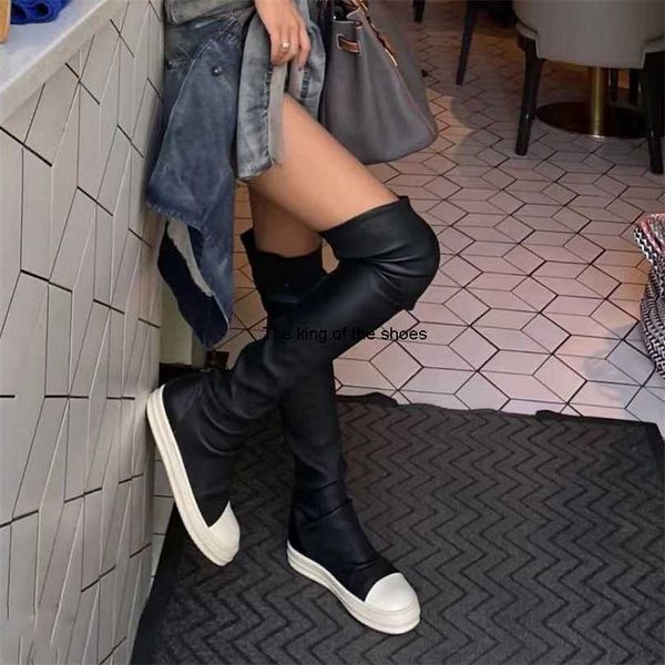 

2023 luxury rick designer ro boots shoes owens hip hop s womens high casual snow flats shoes autumn 220810 pz3y, Black