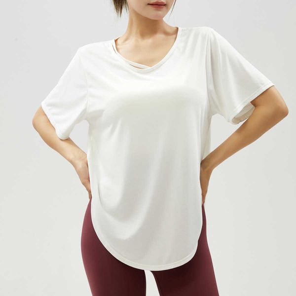 

lulu t shirt loose yoga women 's sports shirts summer tee quick dry breathable short sleeve t-shirt fitness running sportswear ladies