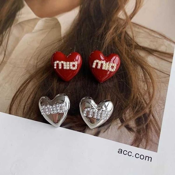 

miu love earrings heart shaped earrings high sense cool wind new muellet earrings versatile pearl inlay, Golden