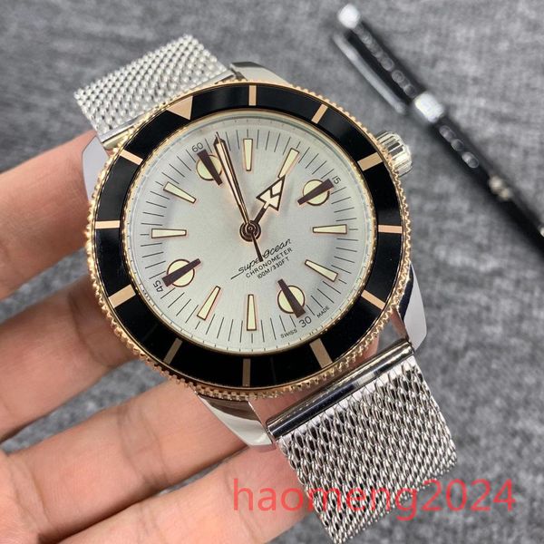 

u1 aaa breitling luxury watch two tone superocean heritage 57 b20 automatic mechanical movement watch stainless steel strap floding clasp me, Slivery;golden