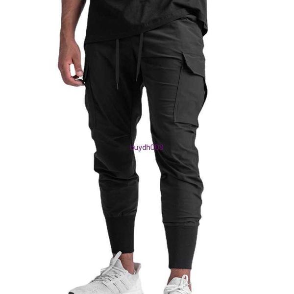 

asr men's fashion jogging pants tight sweatpants spring and autumn casual trend straight tube quick drying multi bag ice silk sports ca, Black