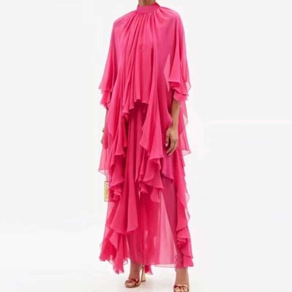 

summer seaside elegant holiday 2023 new fashion mock neck long dresses for chiffon ruffle night club dress women clubwear bodycon675, White;black